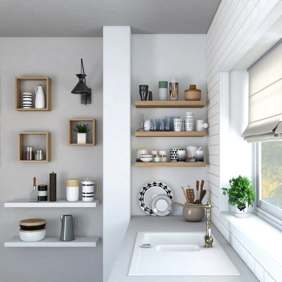 Настенные полки в интерьере