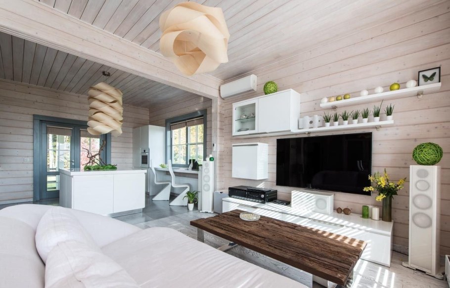 Интерьеры домов из бруса в скандинавском стиле