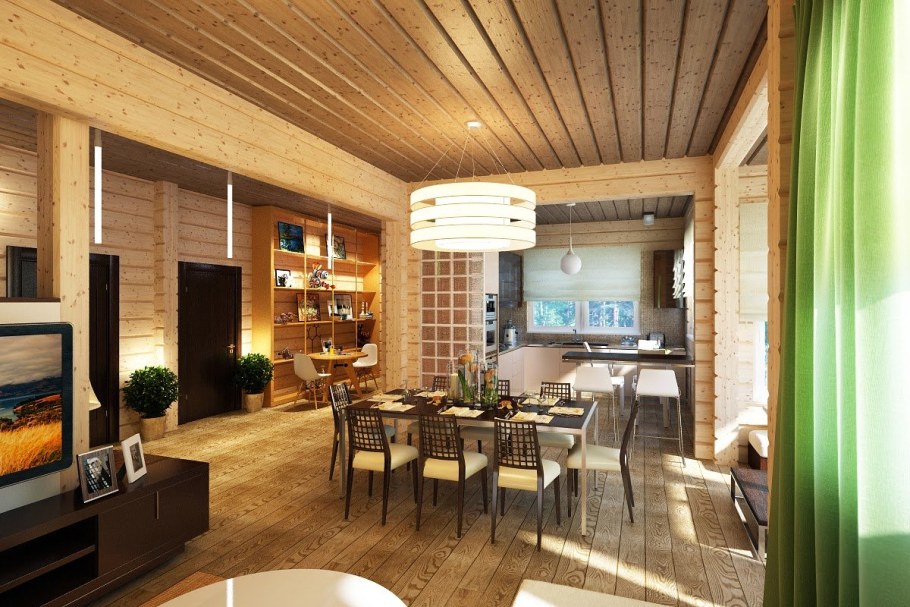 Интерьеры деревянных домов из клееного бруса