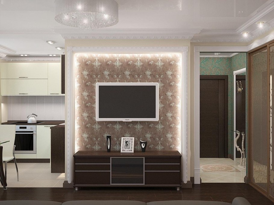 Интерьер гостиной с нишами