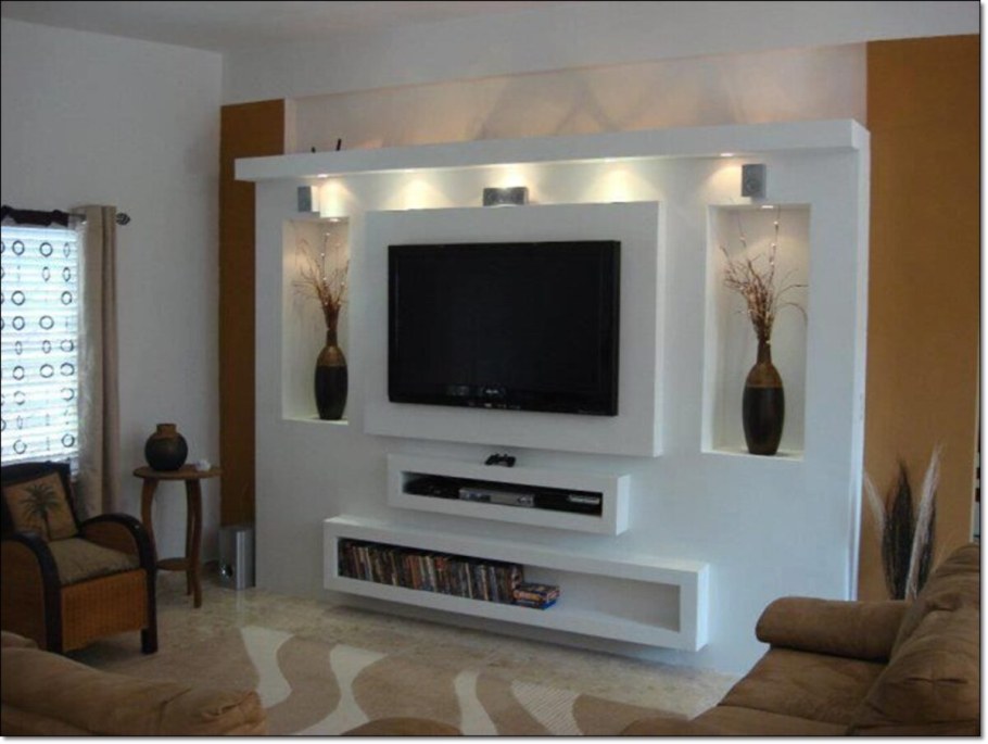 Подставка для телевизора из гипсокартона на стену