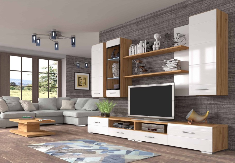 Стенка Тесс дуб Вотан серый графит