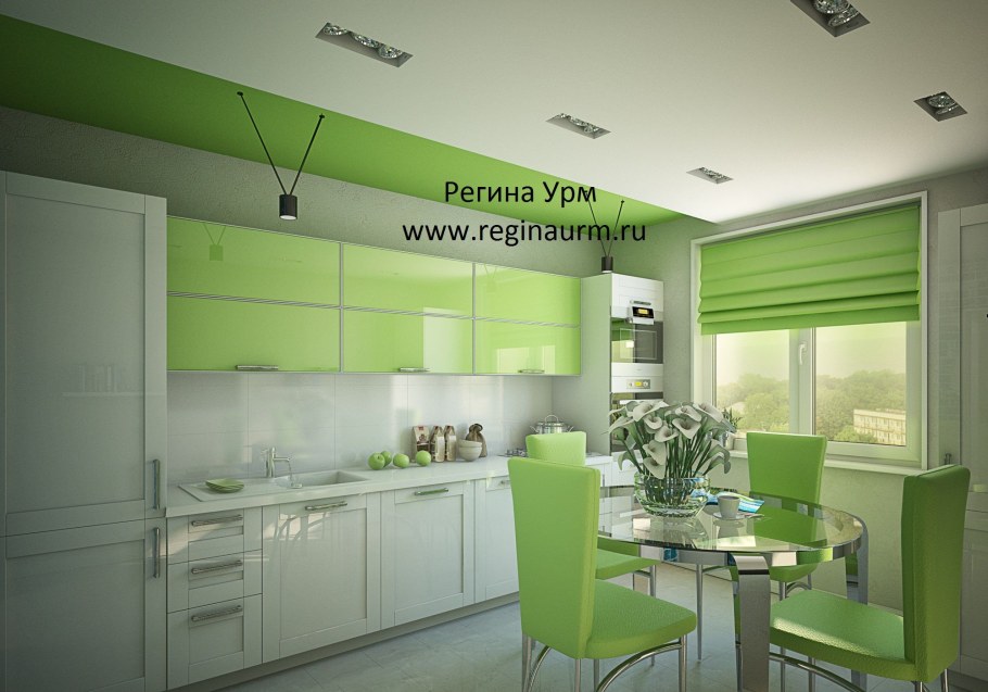 Кухня зеленого цвета в интерьере
