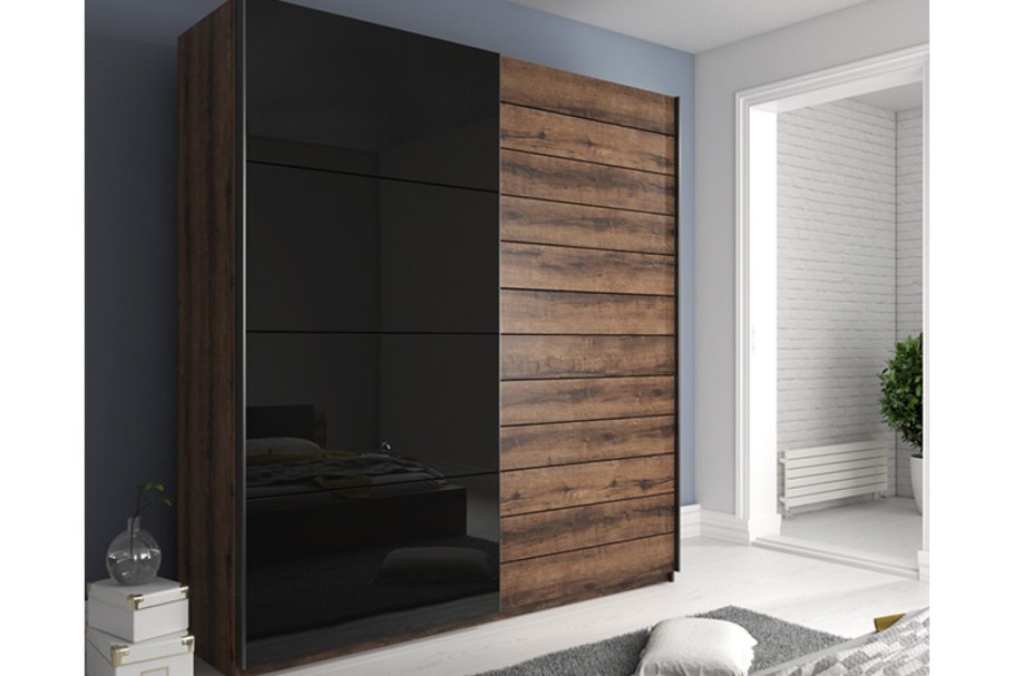 Helvetia шкаф-купе (орех, черный глянец