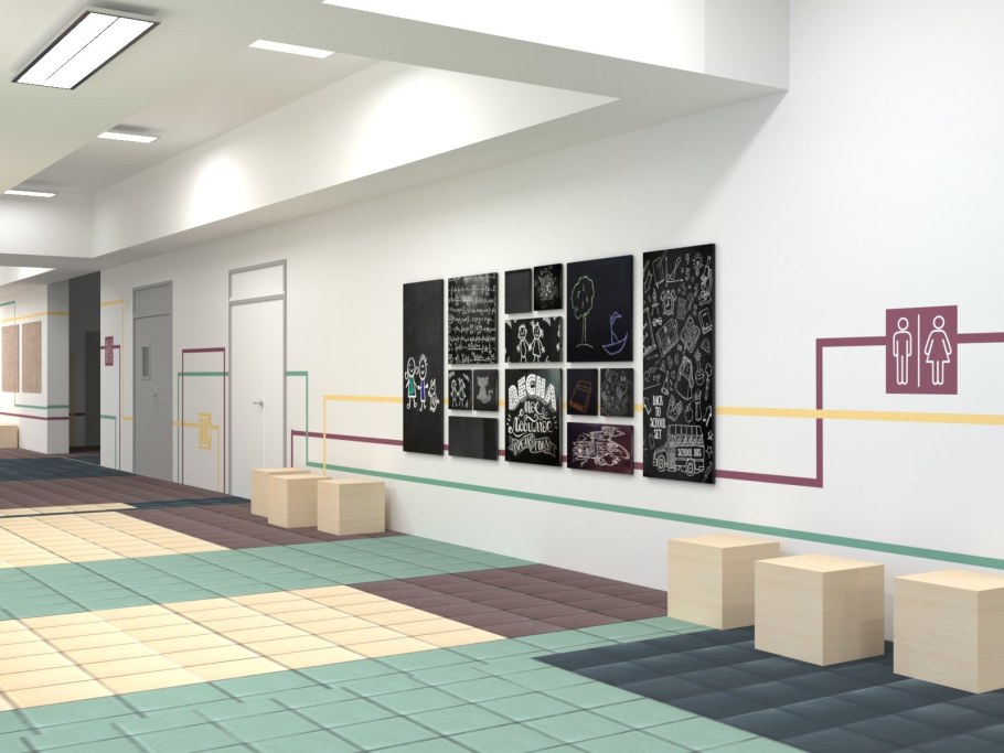 Интерьер коридора в школе