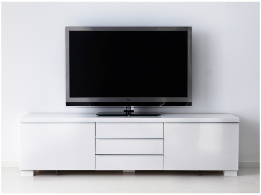 Bestå Burs БЕСТО бурс тумба под ТВ, глянцевый белый180x41x49 см