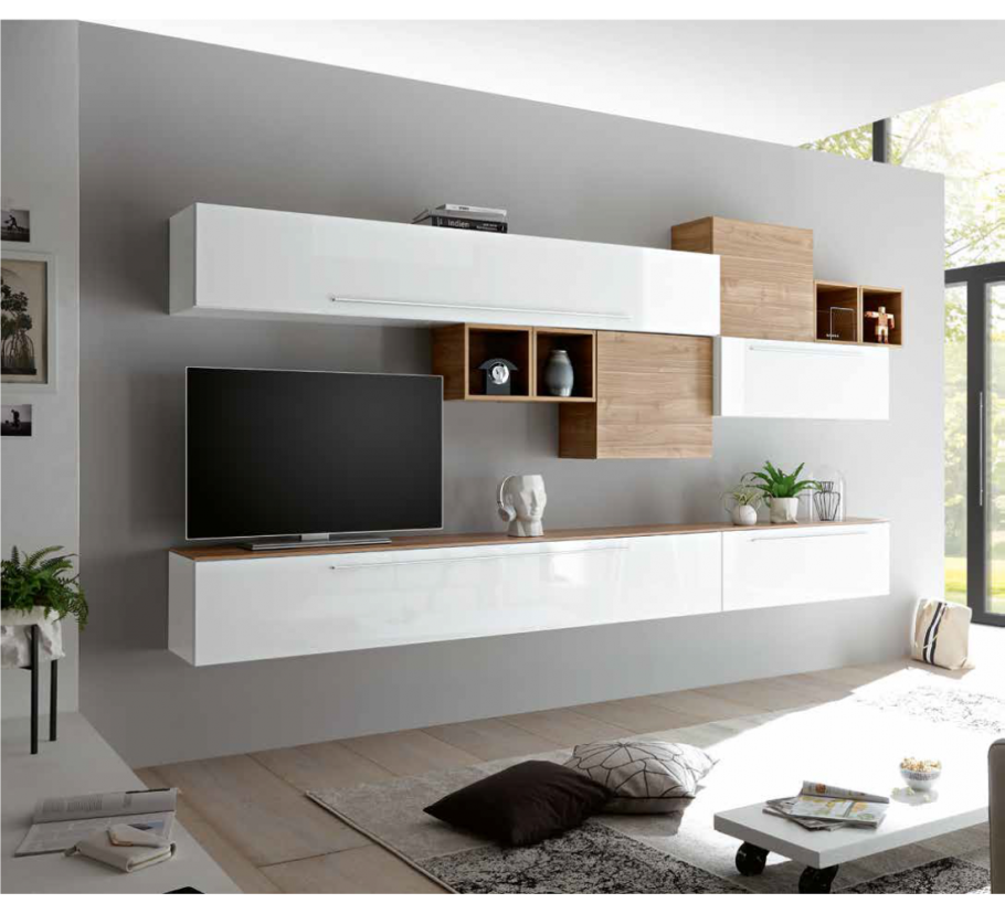 Навесные шкафы в гостиную современные