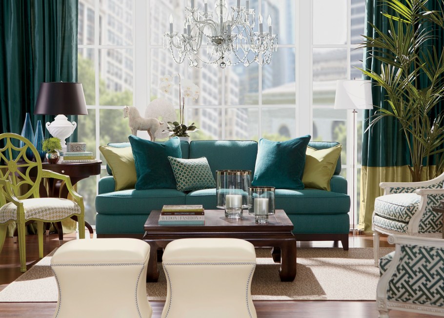 Гостиная в изумрудных тонах