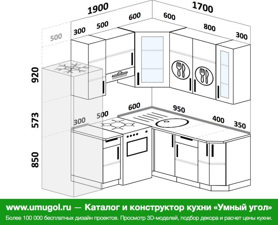 Проекты кухонных гарнитуров угловых