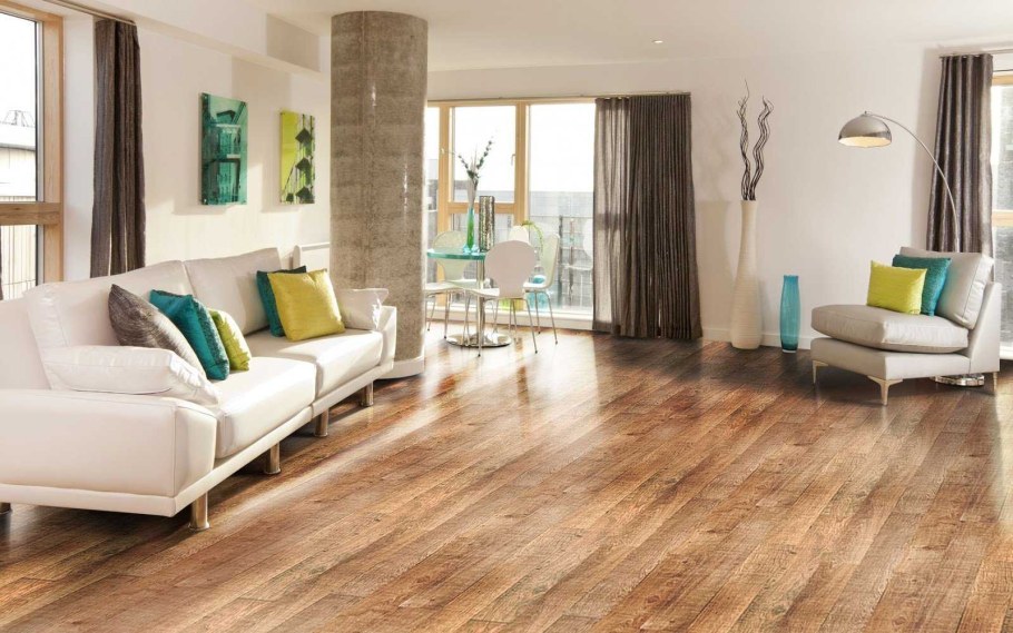 Ламинат в гостиной в интерьере