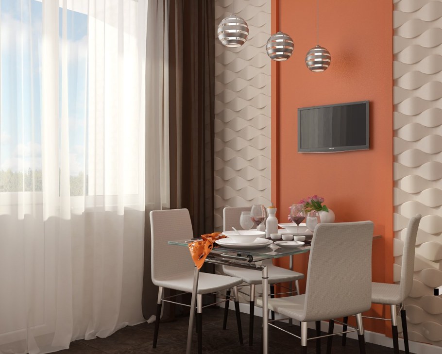 Кухня с оранжевыми акцентами