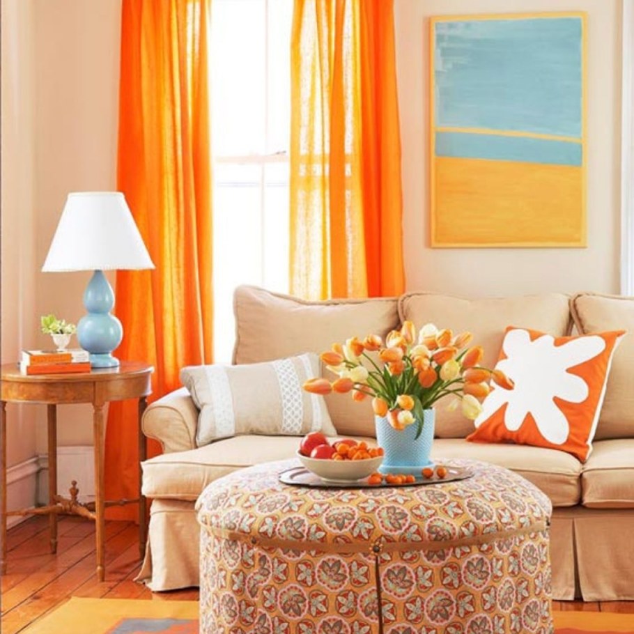Сочетание оранжевого в интерьере