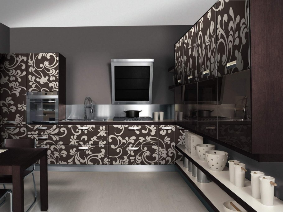 Кухни в черно коричневом цвете