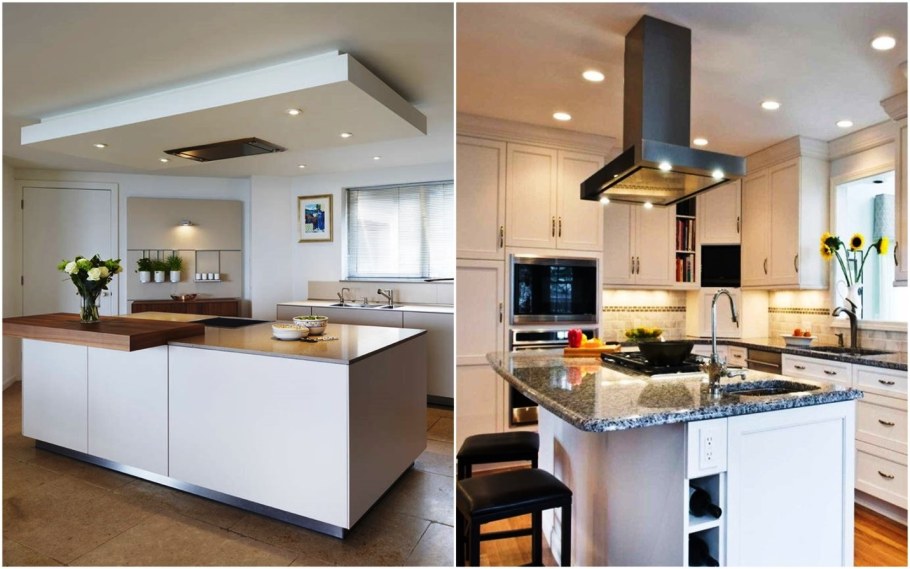 Потолок над островом с подсветкой