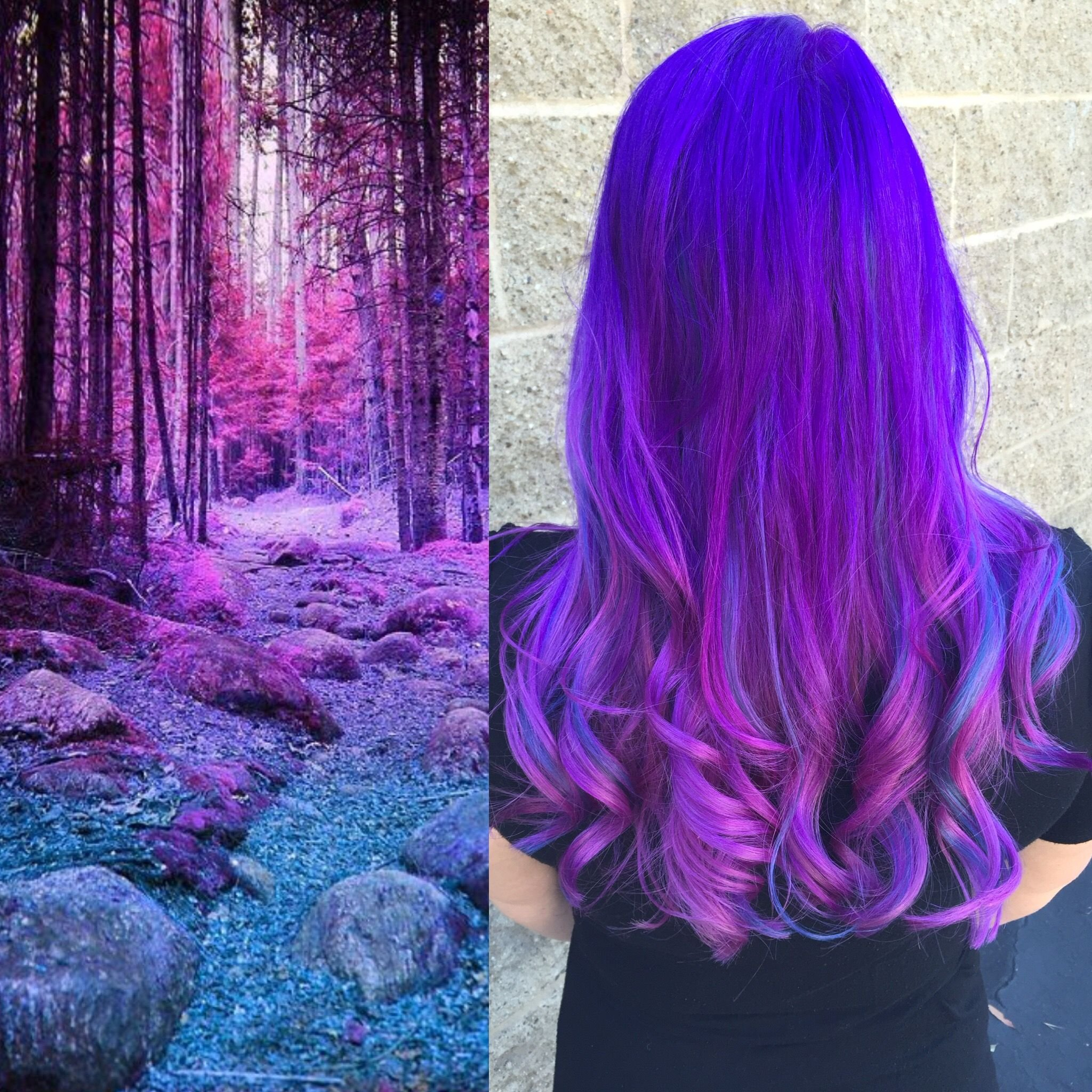 Розовый сиреневый синий. Окрашивание волос розовый и фиолетовый. Фиолетово розовое окрашивание. Фиолетовый градиент на волосах. Окрашивание волос в яркие цвета.