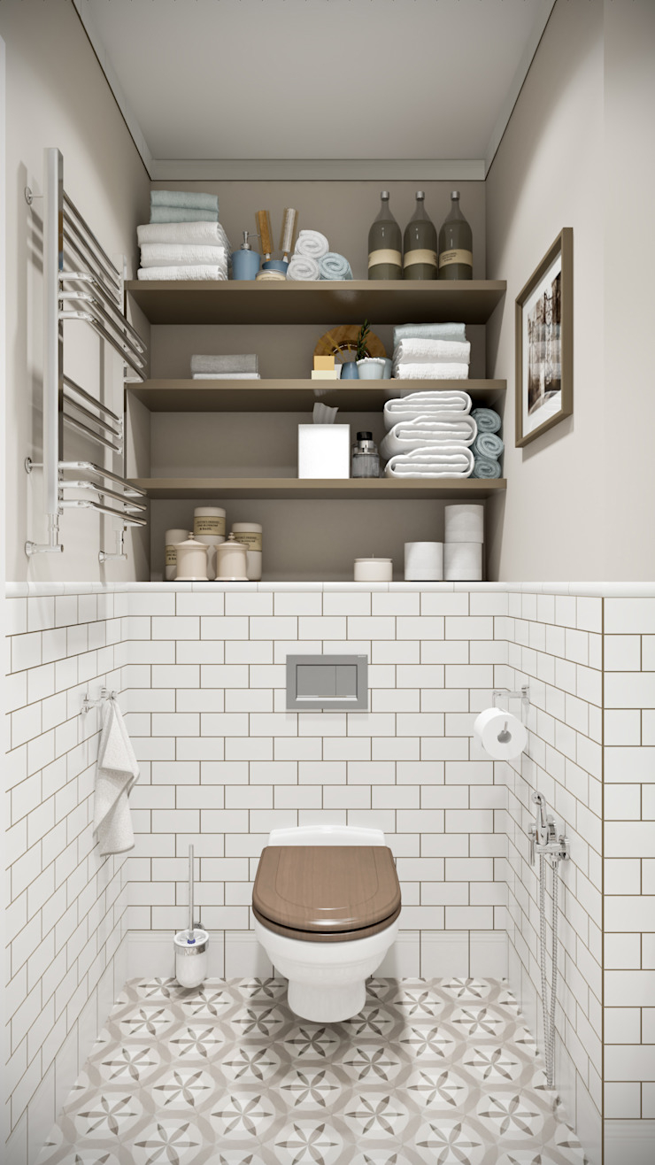 Маленький туалет с полками