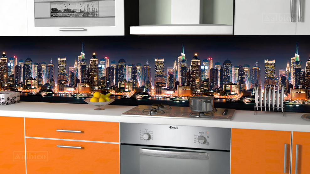 Фартук для кухни город