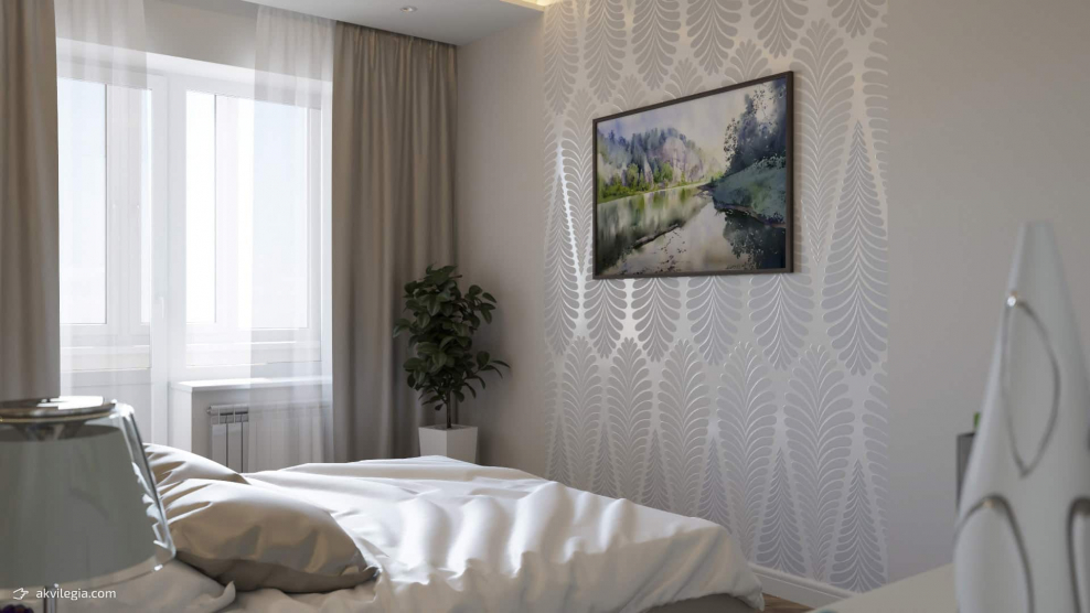 Акцентная стена в спальне напротив кровати