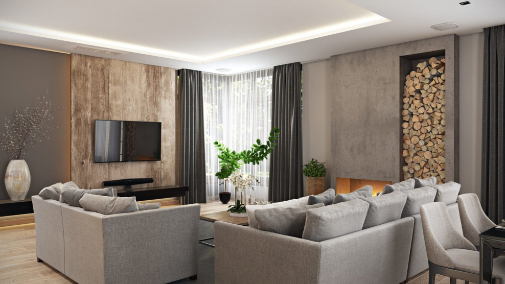 Гостиная с одной акцентной стеной