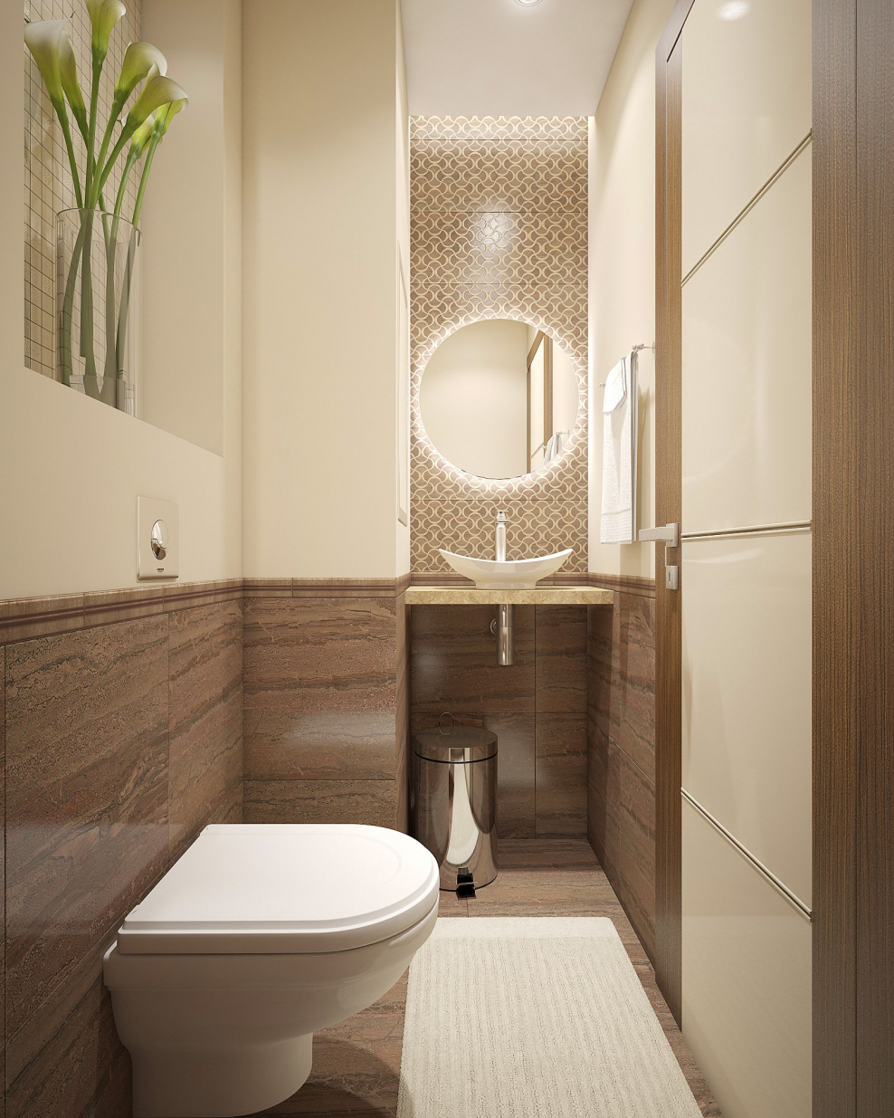 Туалет в бежевом цвете