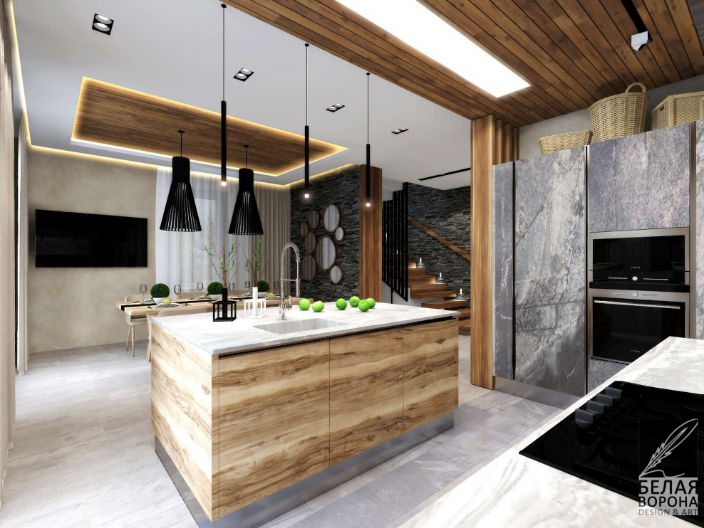 Сочетание дерева в интерьере