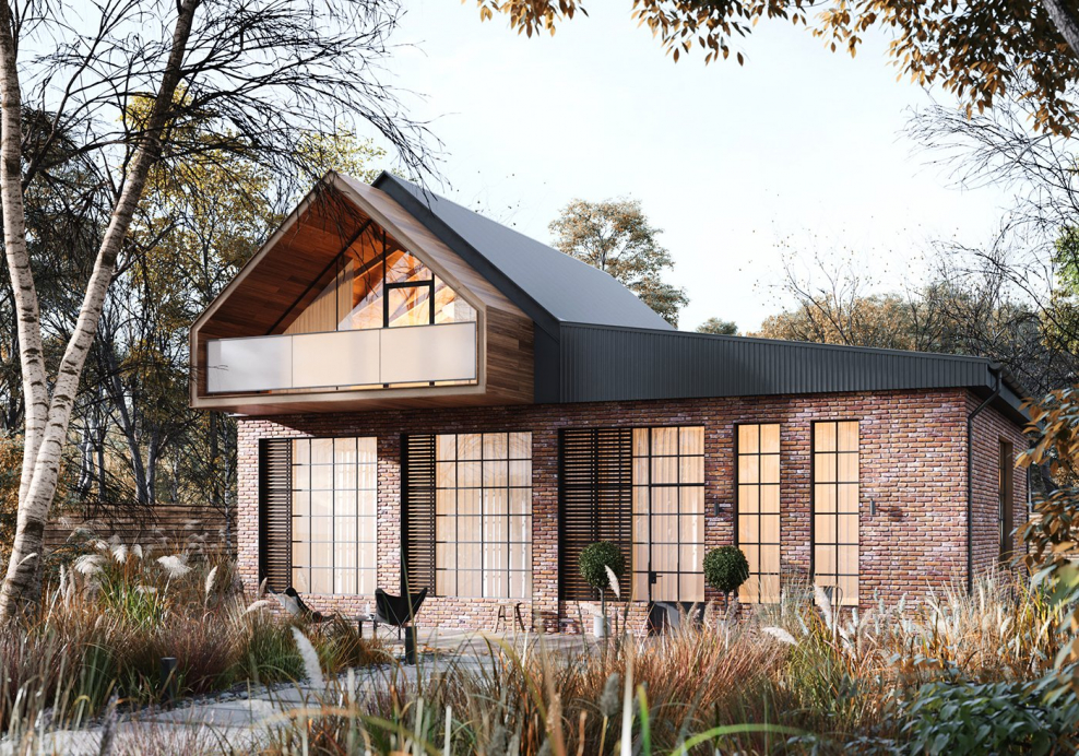 Отделка фасада в стиле лофт