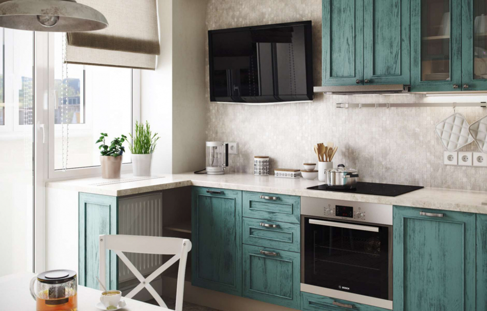 Голубая кухня в интерьере