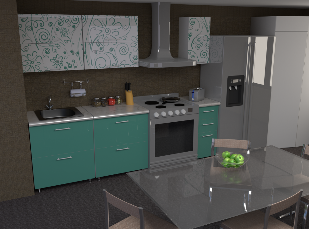 Кухонные гарнитуры цвет морской волны