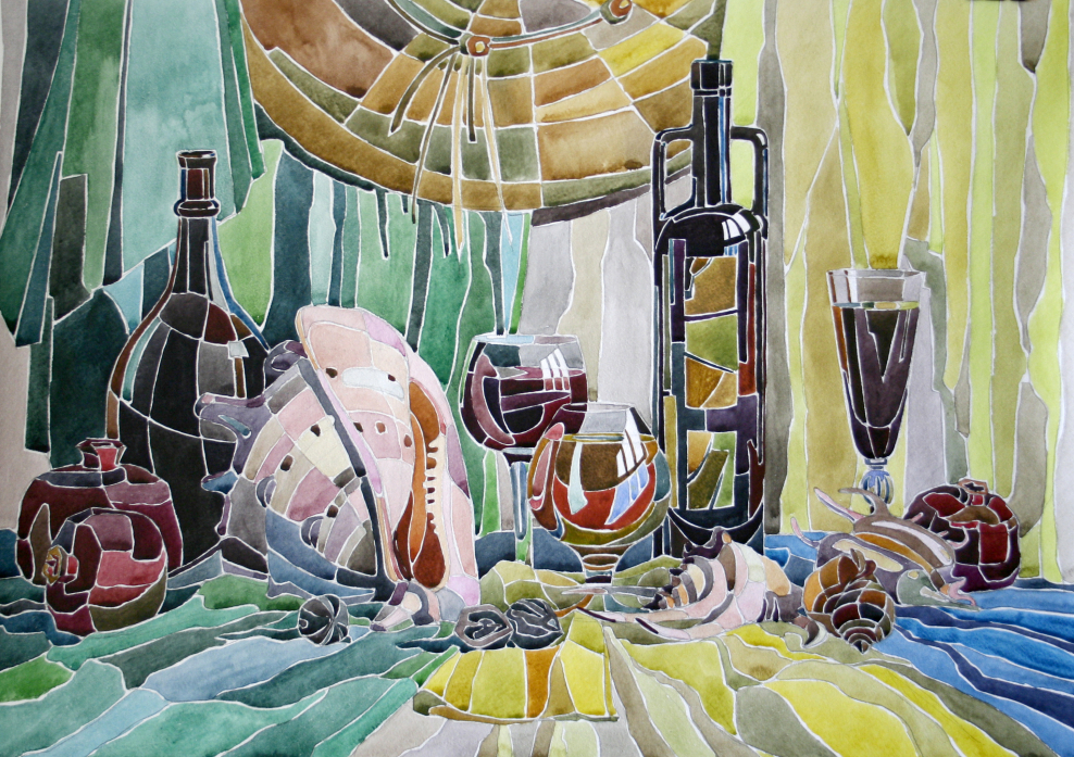 Натюрморт стилизация акварель художественная школа