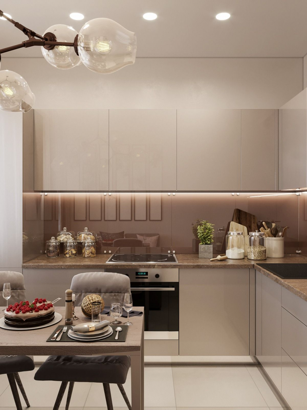 Кухня кофейного цвета