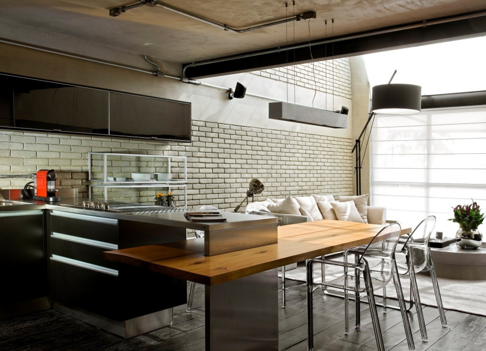 Кухни гостиные лофт