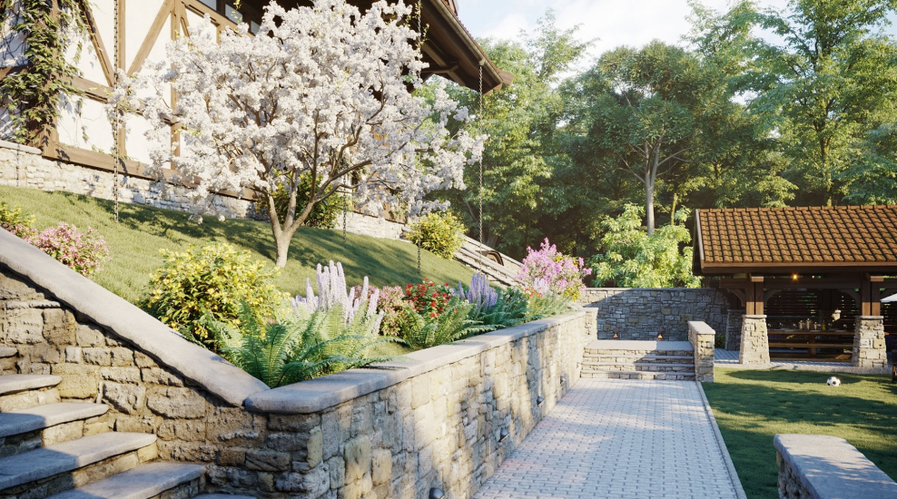 Дом на склоне в классическом стиле