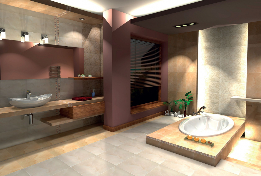 Керамогранит Оникс в интерьере ванной