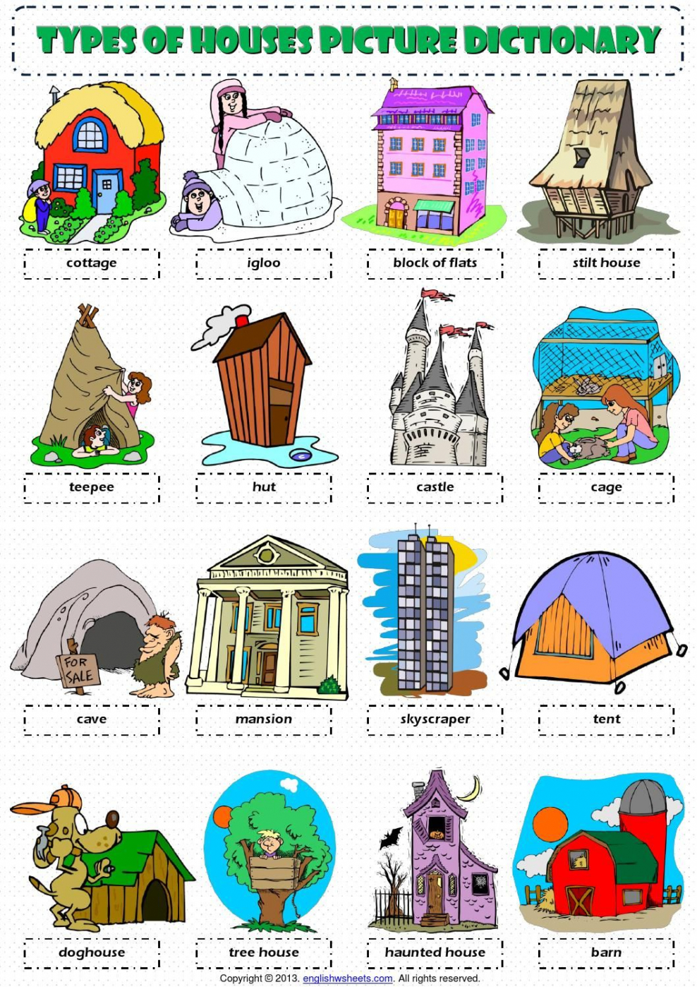 Different Types of House Worksheets