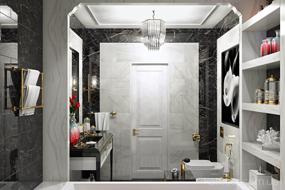 Санузел плитка метротил стиль Неоклассика