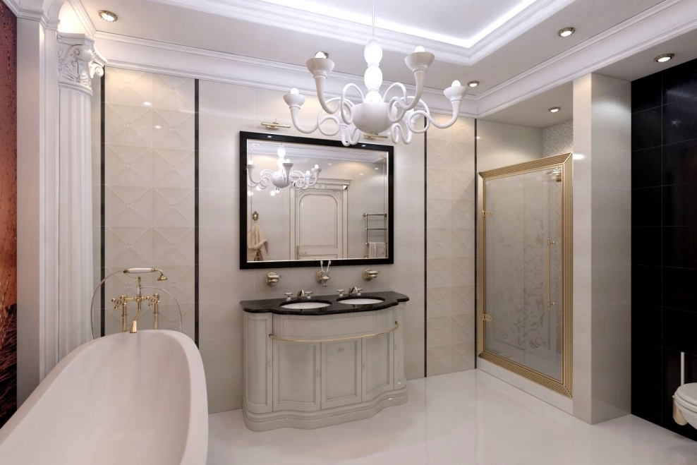 Светлая ванная комната Неоклассика