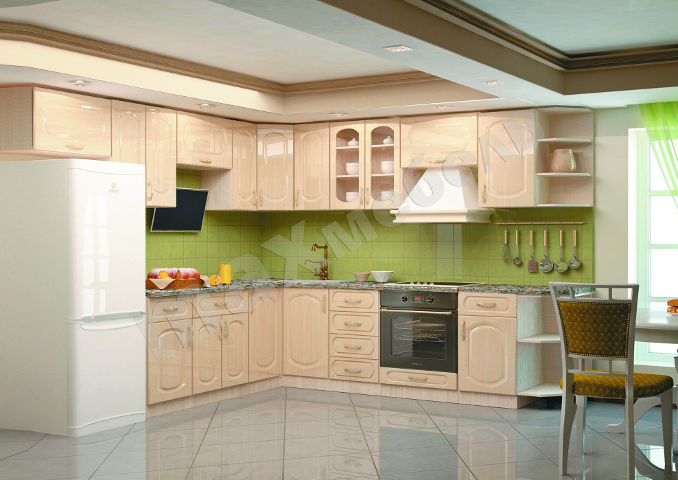 Кухня бетон и дуб сонома