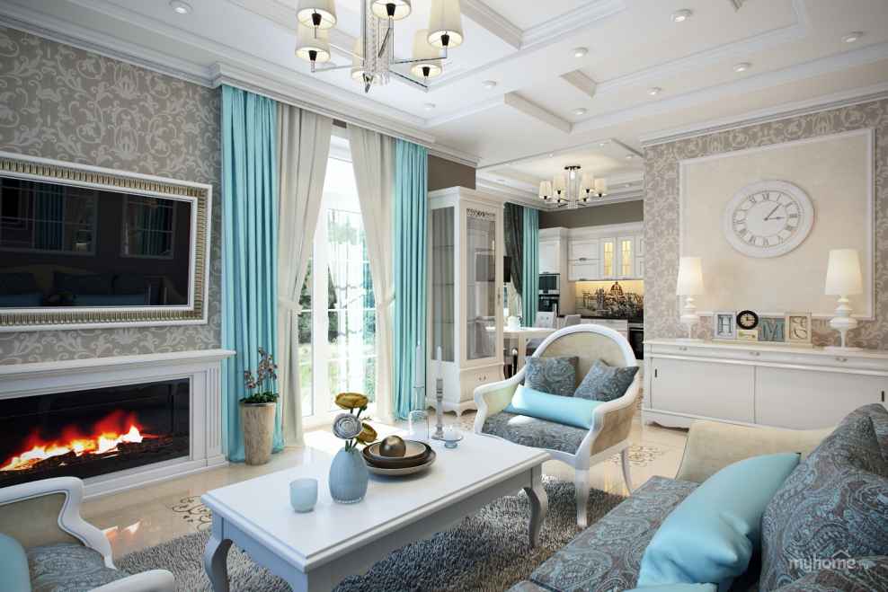 Интерьер гостиной в стиле Неоклассика