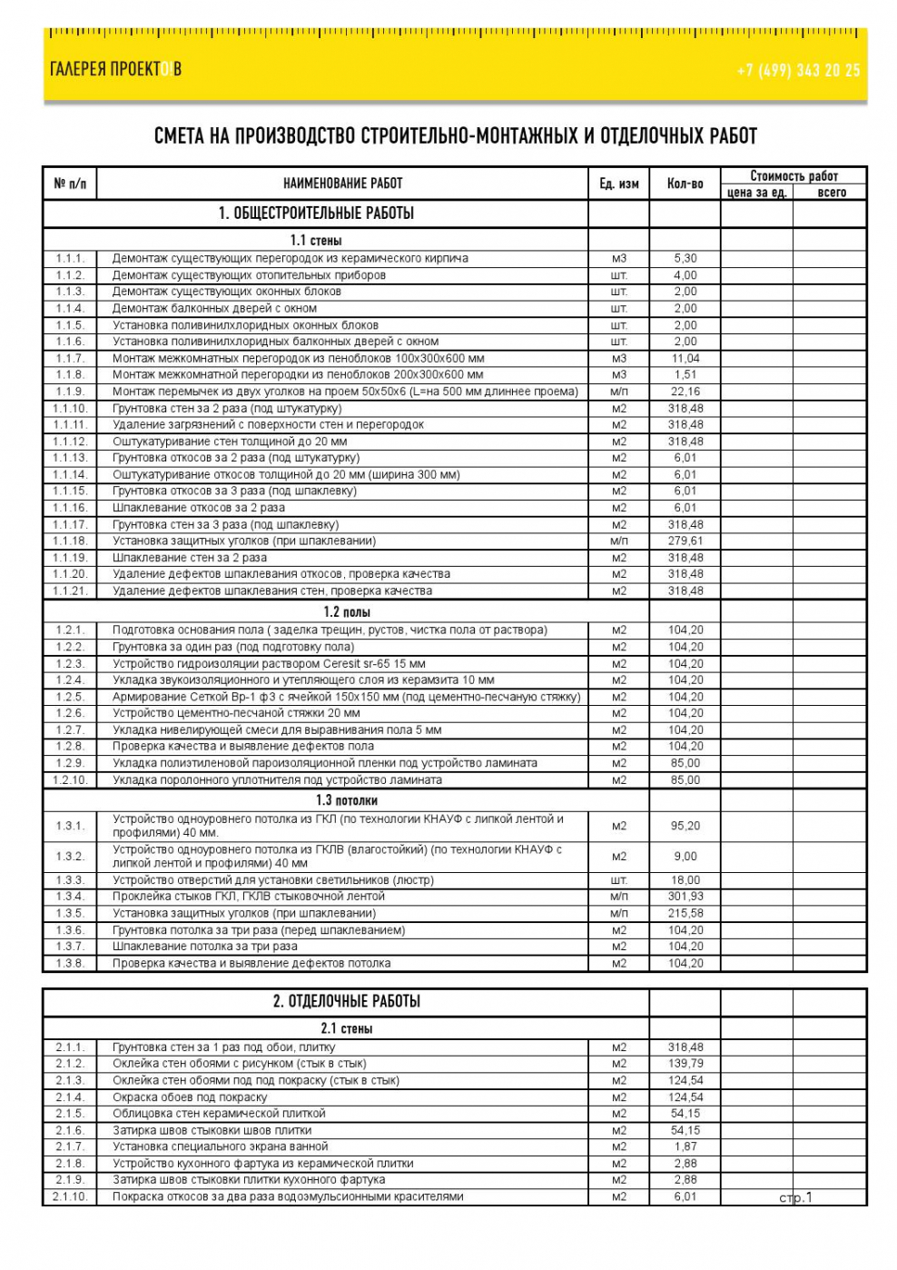 Смета отделки потолка