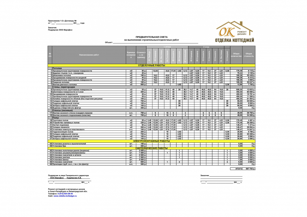 Смета на обшивку загородного дома