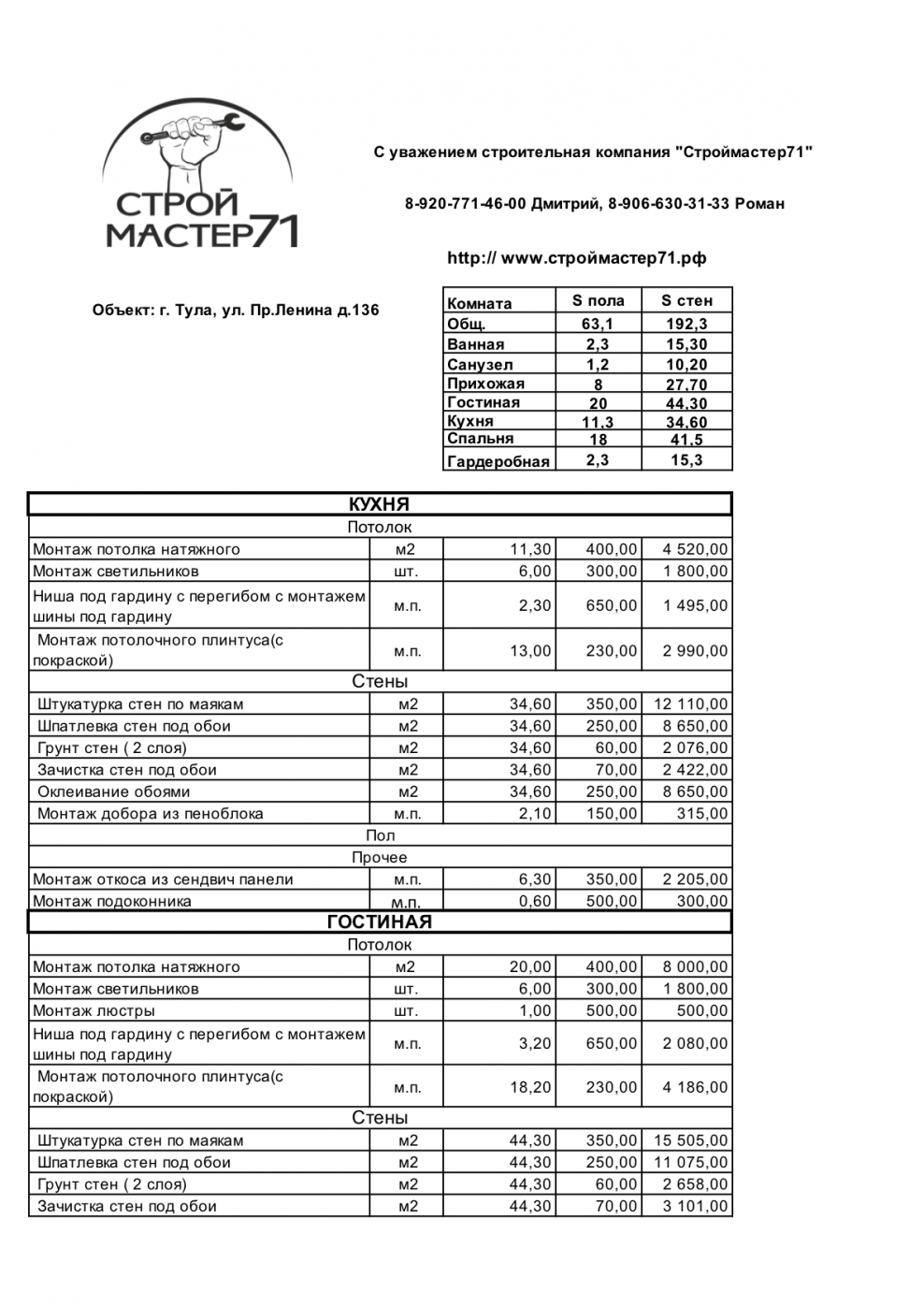 Смета на ремонт