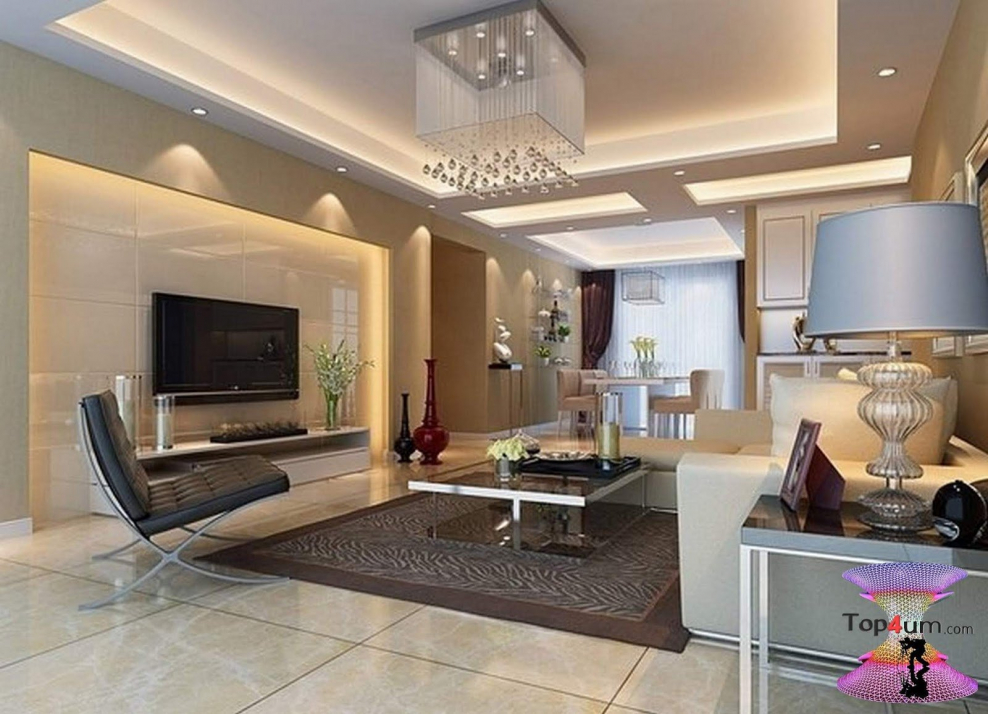 Потолок в кухне-гостиной