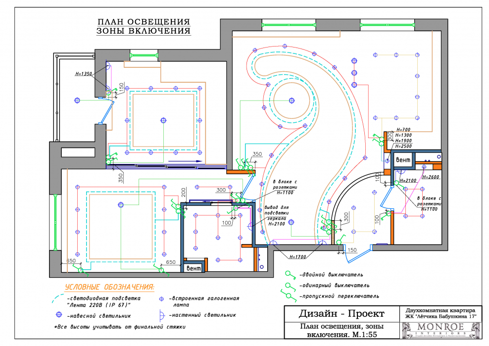 План осветительных приборов в квартире