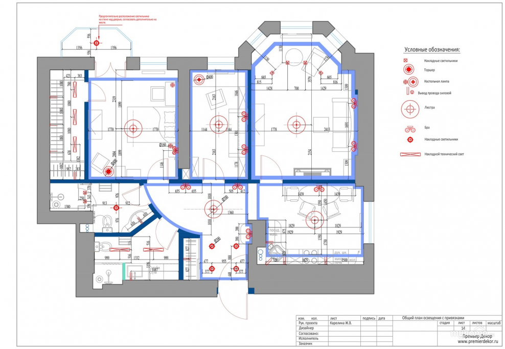 План освещения квартиры
