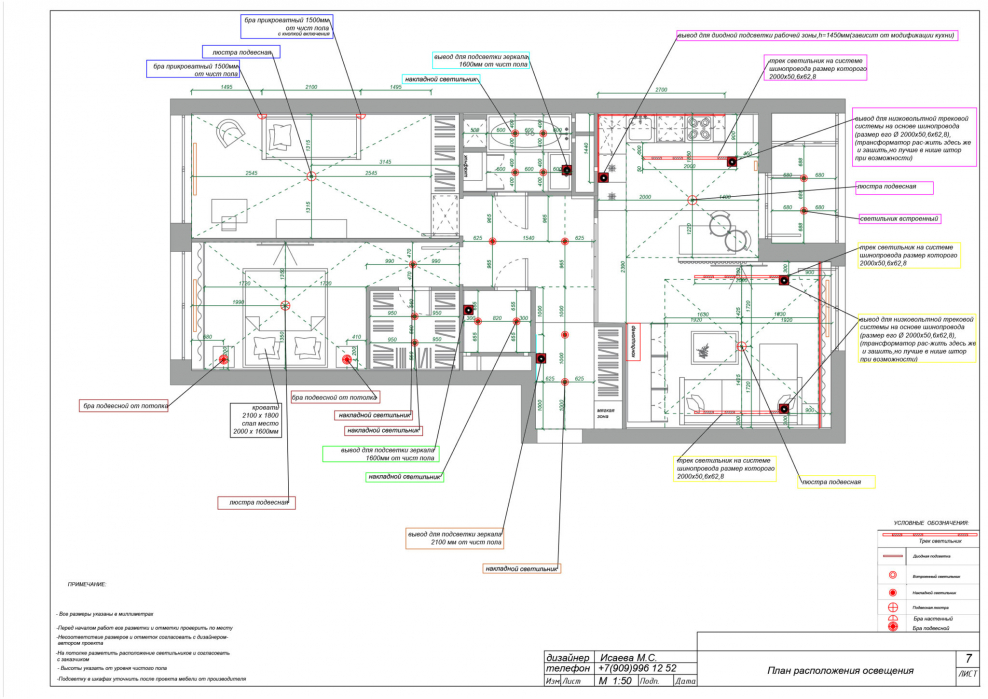 Схема освещения жилого помещения