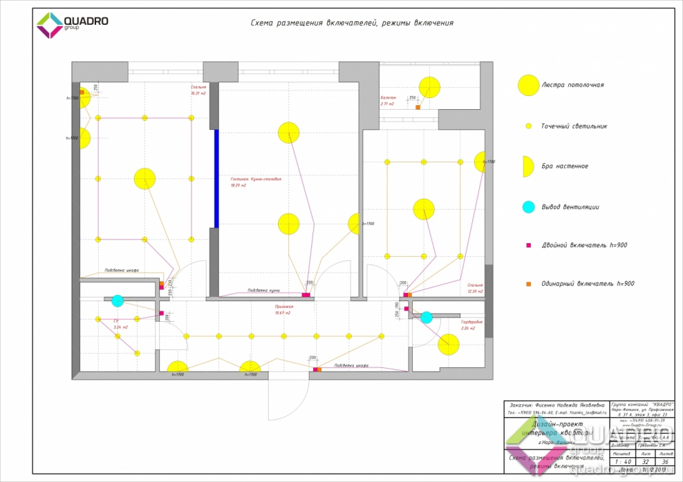 План освещения кухни