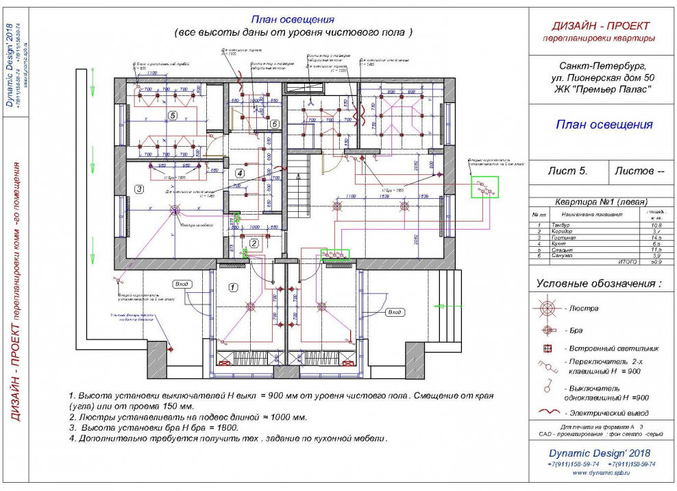 План размещения осветительного оборудования