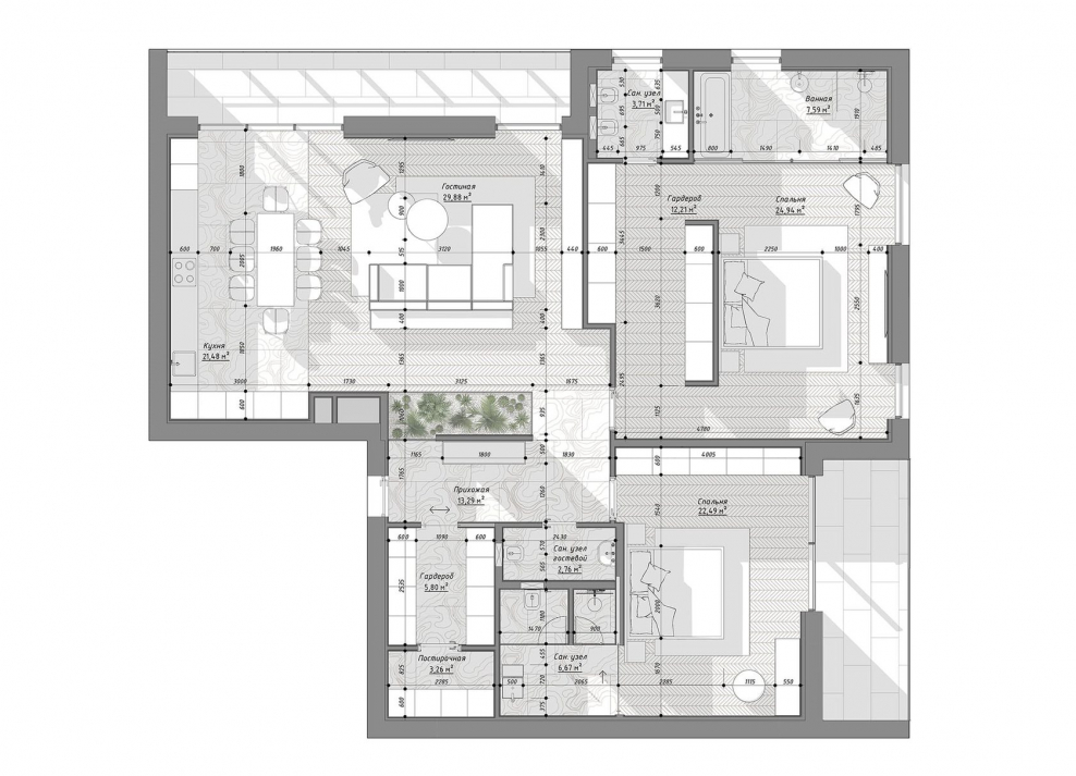 План квартиры на 100 кв метров