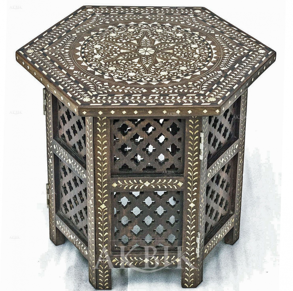 Столик индийский круглый резной