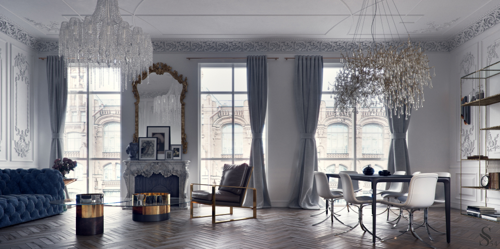 Квартира студия в парижском стиле